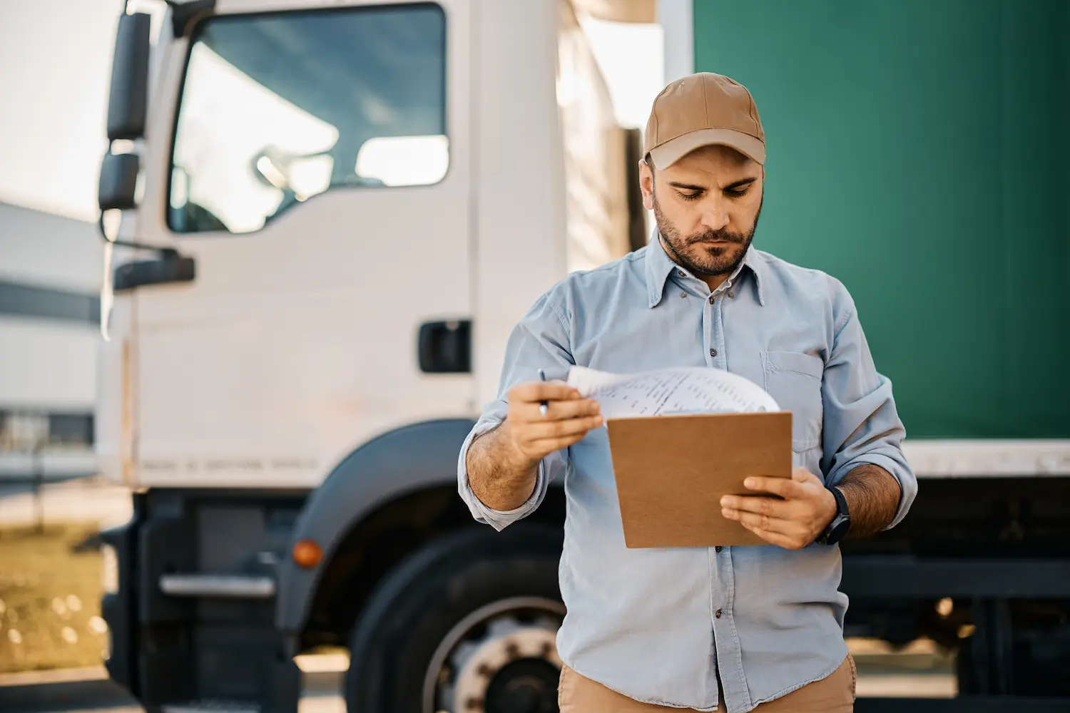 Man holding clipboard