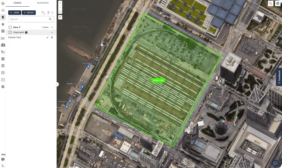 One Step GPS UI showcasing Zone marking
